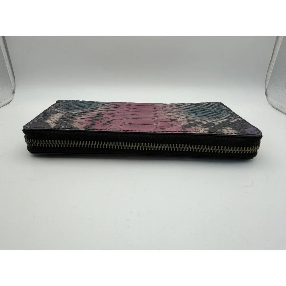 VERY RARE COACH RETIRED MULTI COLOR PYTHON ACCORDION ZIP-AROUND WALLET